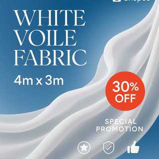 Tecido Voal Branco Liso para Cortinas e Decoração - 4m x 3m com 30% DE DESCONTO!