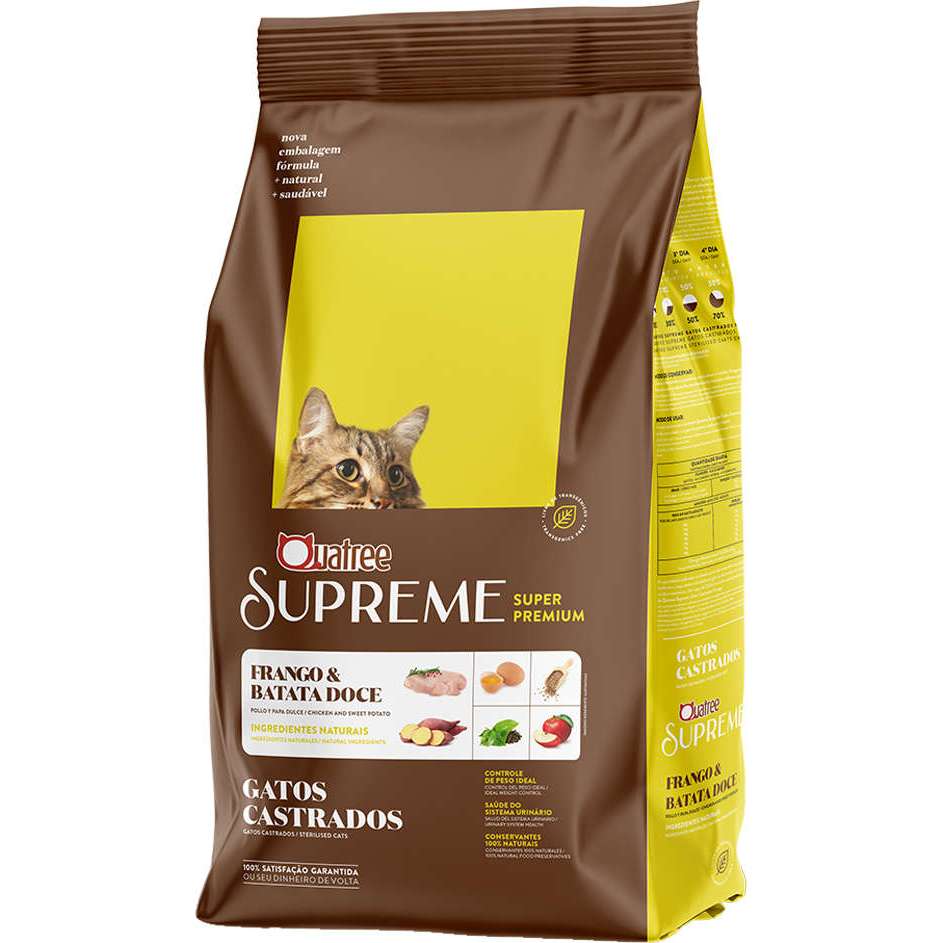 Ração Quatree Supreme Gatos Castrados Sabor Frango e Batata Doce 10,1Kg