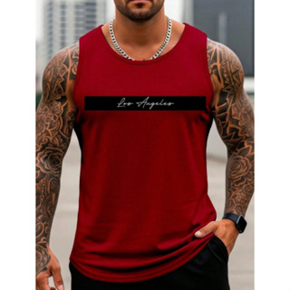 Regata Machão Masculina Los Angeles Tira 100% Algodão Corte Reto Confortável em Oferta na Shopee