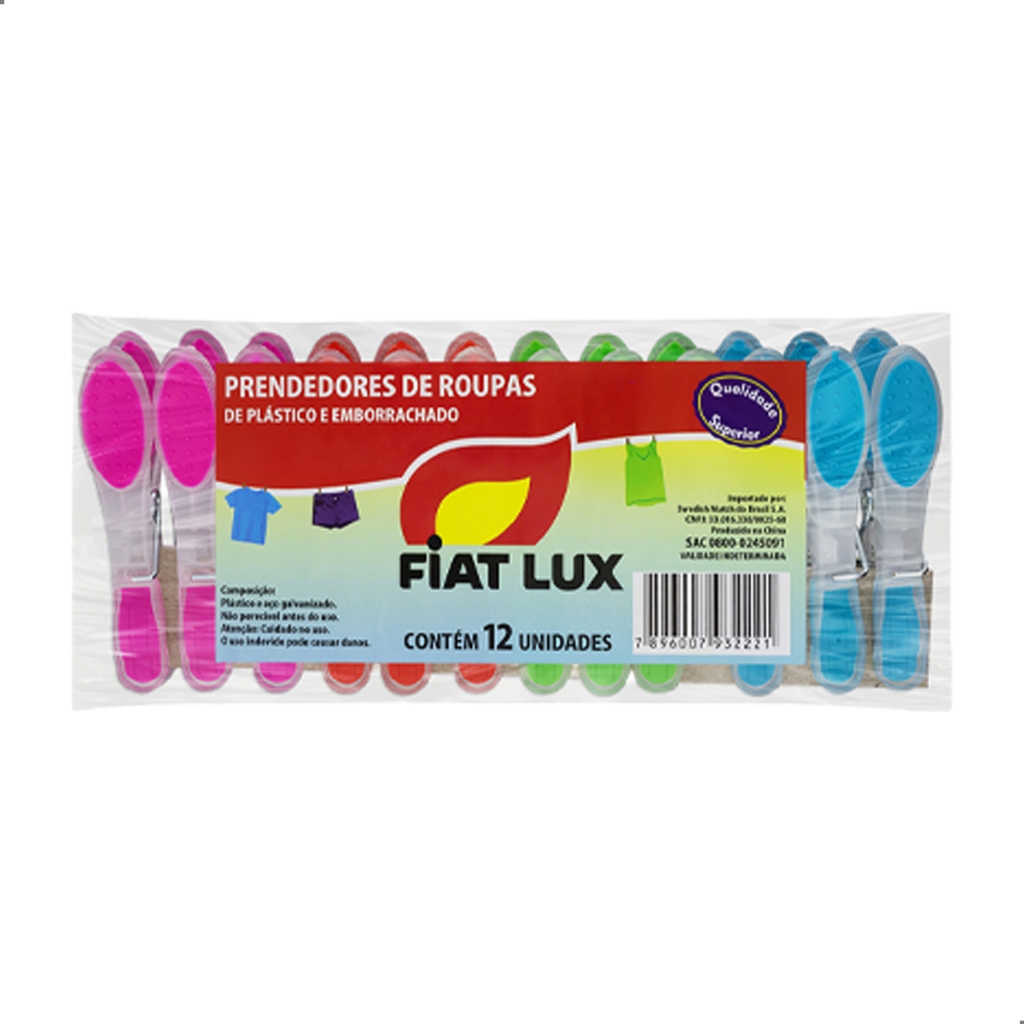 Prendedor de Roupa Plastico Grande Emborrachado 12 Unidades Para Varal em Oferta na Shopee