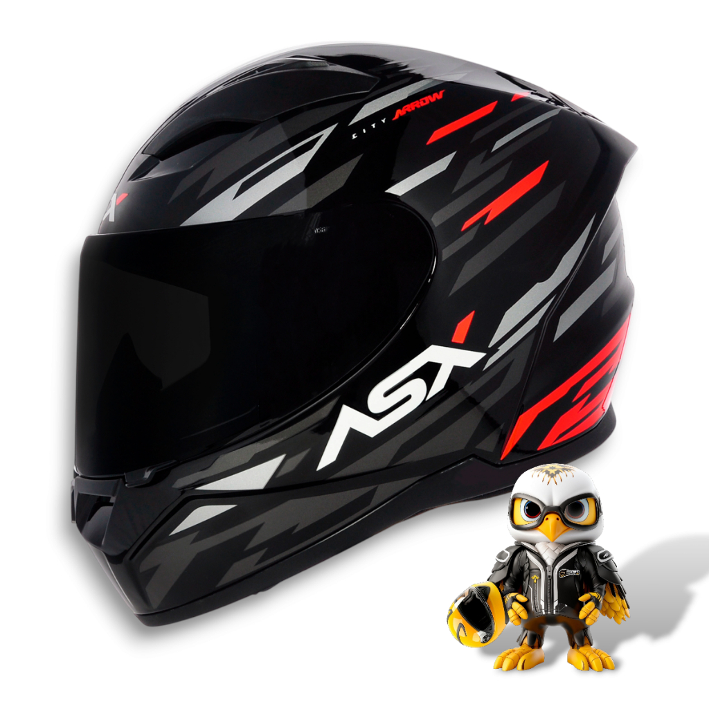 Capacete Asx City Arrow Preto / Grafite / Vermelho Brilho