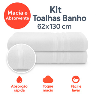 Kit 2 Toalhas Banho Branco 62x130 – Macias, Absorventes e Confortáveis em Oferta na Shopee
