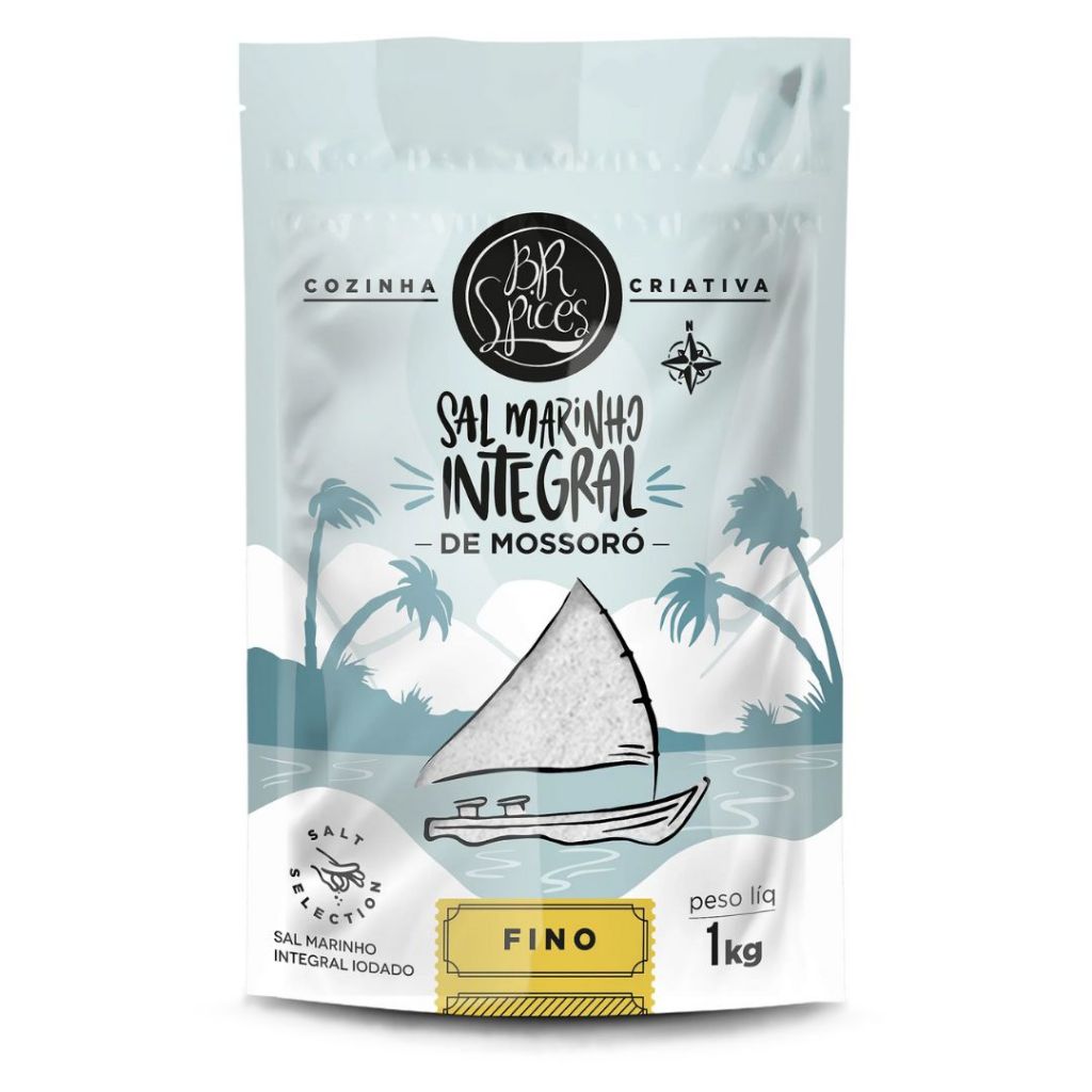 Sal Marinho BR Spices Integral De Mossoró Fino Pouch 500g e 1kg em Oferta na Shopee
