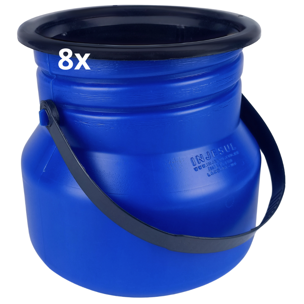 Kit 8 Vasilhames para Transporte de Leite Tarro Galão 2 Litros Injesul Bombona