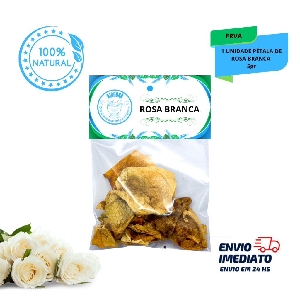 Rosa Branca 5g Erva para Banho Espiritual de Paz Purificação Proteção Harmonia Limpeza Energética.