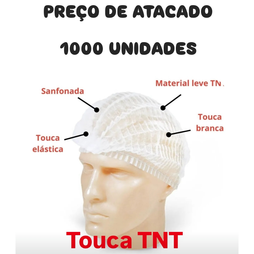 1000 Un. Touca Descartável em TNT com Elástico - Toca de Cabelo em Oferta na Shopee