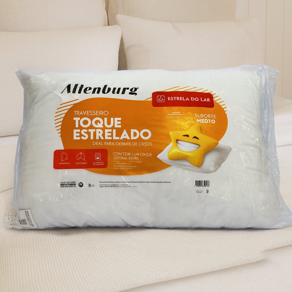 Travesseiro Toque Estrelado Branco 48x68cm Suporte Médio Macio e Confortável para Dormir Bem em Oferta na Shopee