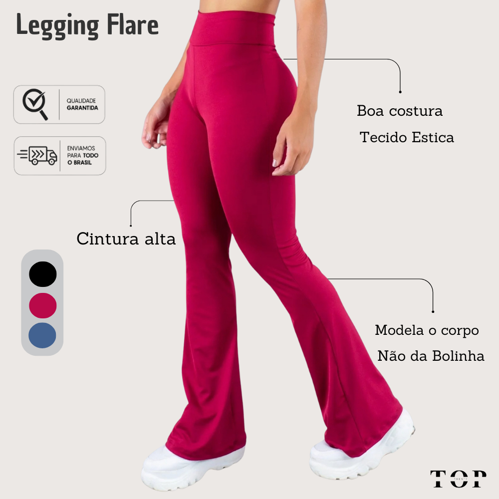 Calça Legging Flare Feminina  Wide Leg Bailarina Peluciada Cós Alto e Zero Transparente Suplex em Oferta na Shopee