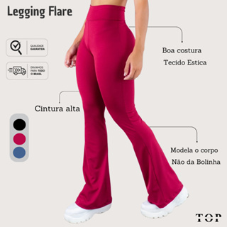 Calça Legging Flare Feminina  Wide Leg Bailarina Peluciada Cós Alto e Zero Transparente Suplex em Oferta na Shopee