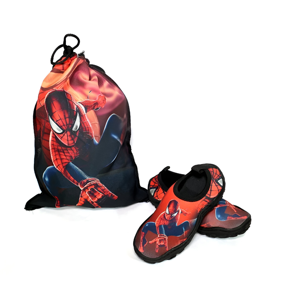 Sapatilha Aquática Infantil Homem-Aranha Com Bolsa - Conforto e Segurança Antiderrapante