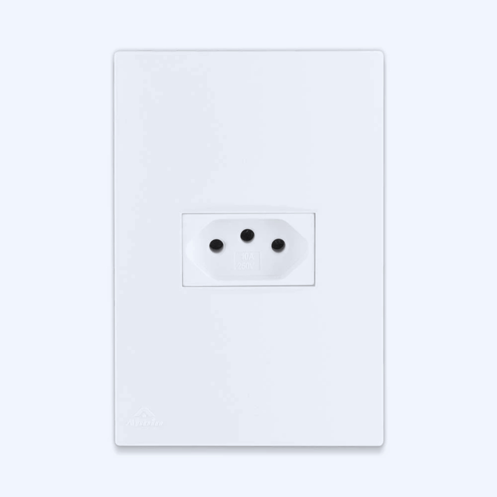 Tomada 2P Com Placa 10A 110/220V Qualidade Premium