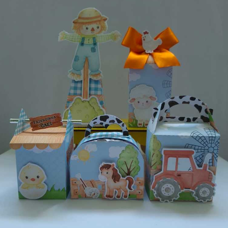 Kit Caixinhas Personalizadas Fazendinha/Mimos,Lembrancinhas Caixinhas,Infantil,Aniversário,Decoração