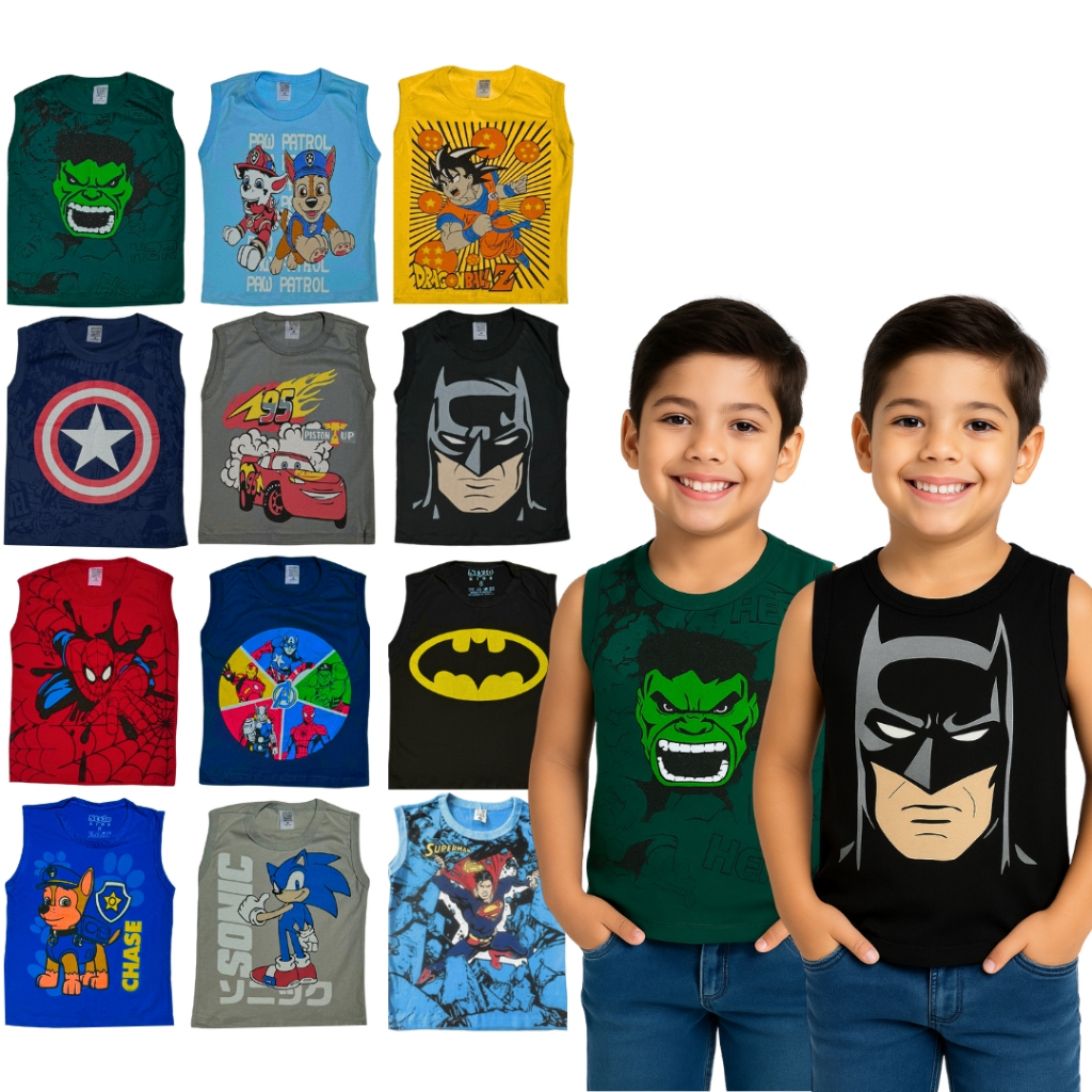 Kit 2 Camiseta Regata Infantil – Peças Leves, Estilosas e Confortáveis para o Dia a Dia das Crianças