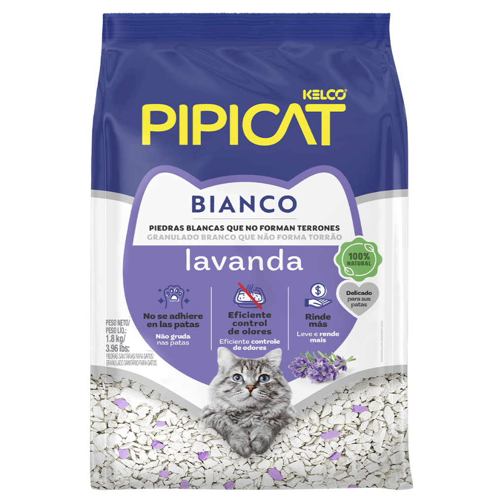 Areia Higiênica Pipicat Bianco Lavanda 1,8 kg