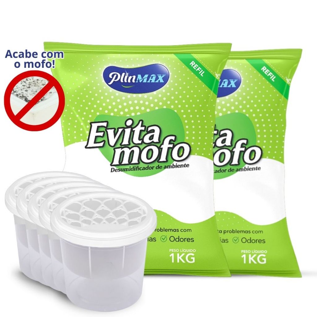 Cloreto De Cálcio Antimofo PlinMax - Antimofo 2kg+5 Potes em Oferta na Shopee