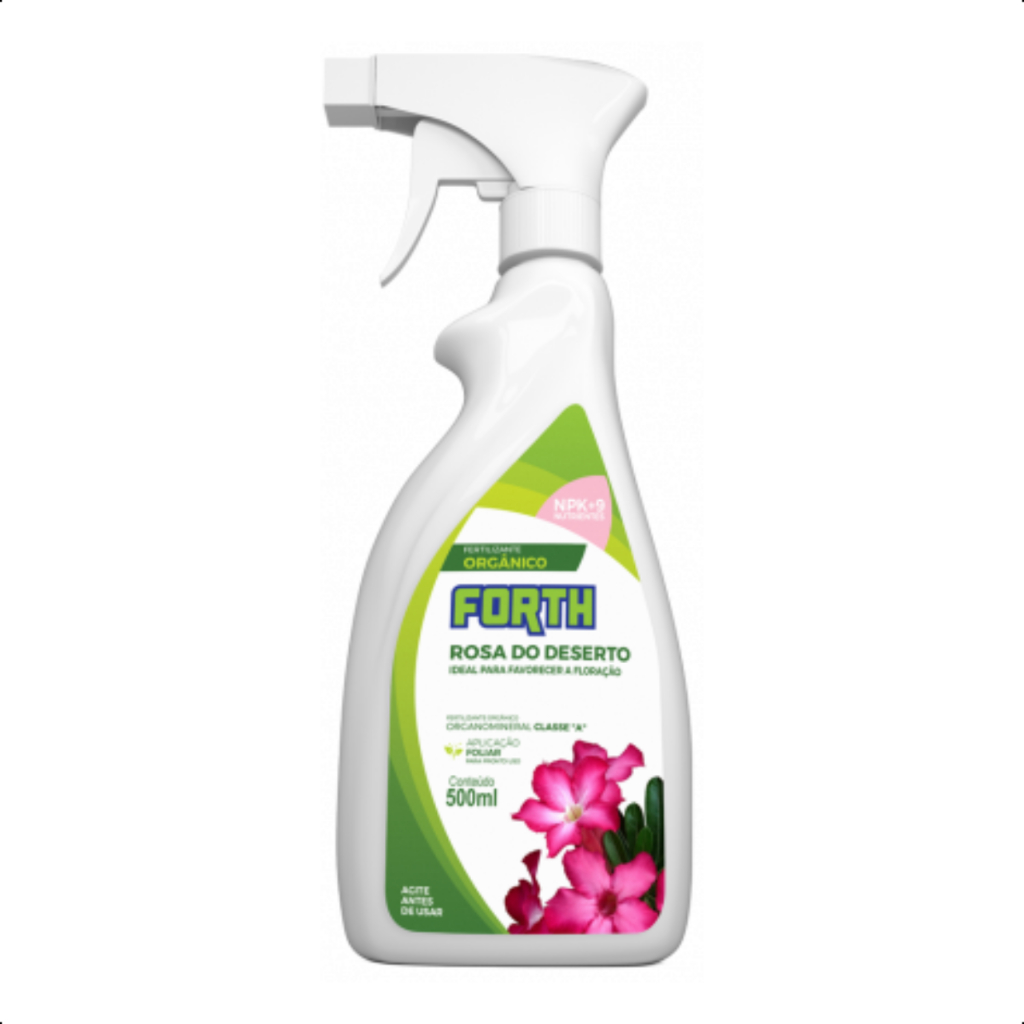 Fertilizante Adubo Forth Jardim Orgânico Rosa do Deserto 500ml Spray Pronto Uso Floração Crescimento
