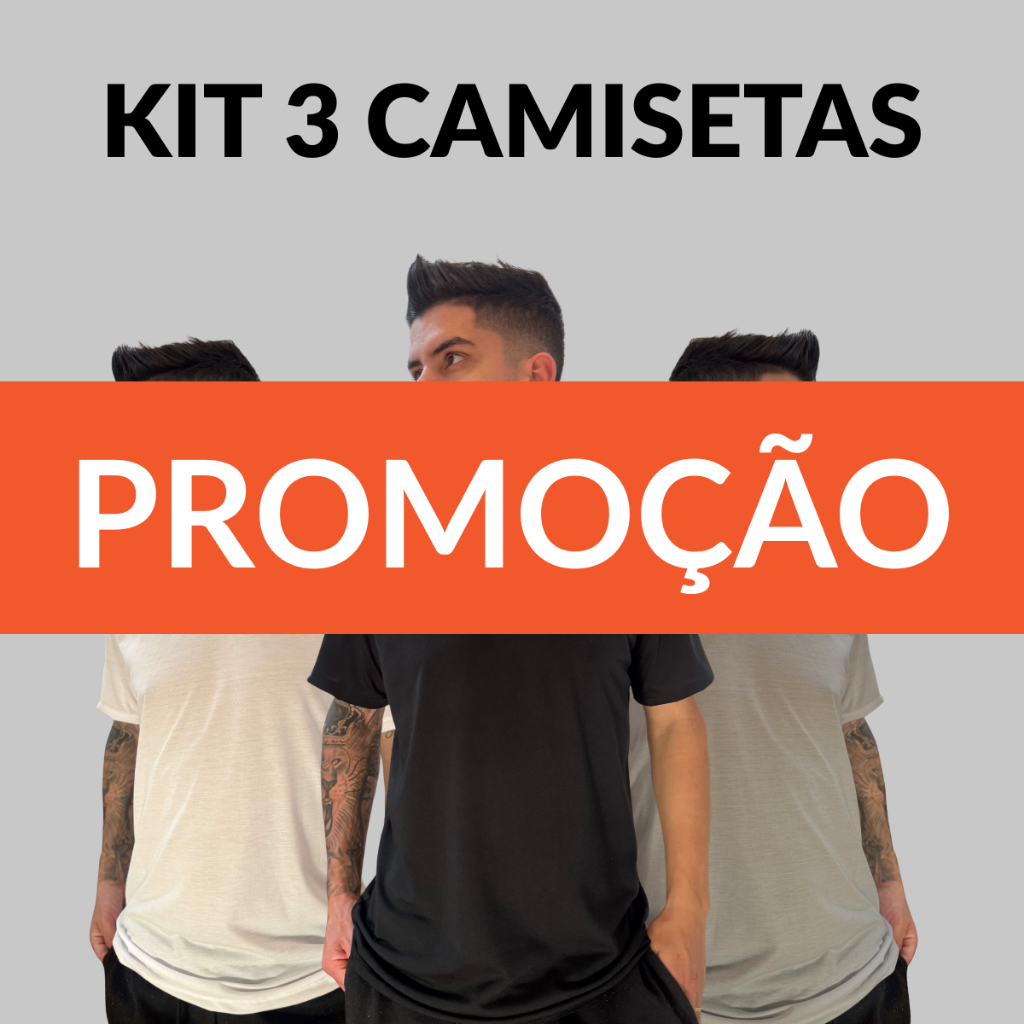 Kit 3 Camiseta Masculina Academia Variadas 100% Costura Reforçada Treino Algodão 3 Cores