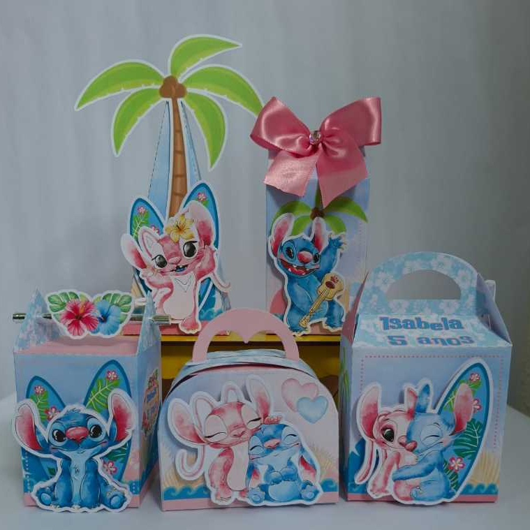 Kit Caixinhas Personalizadas Stitch e Angel/Mimos,Lembrancinhas Caixinhas,Infantil,Aniversário,Decoração