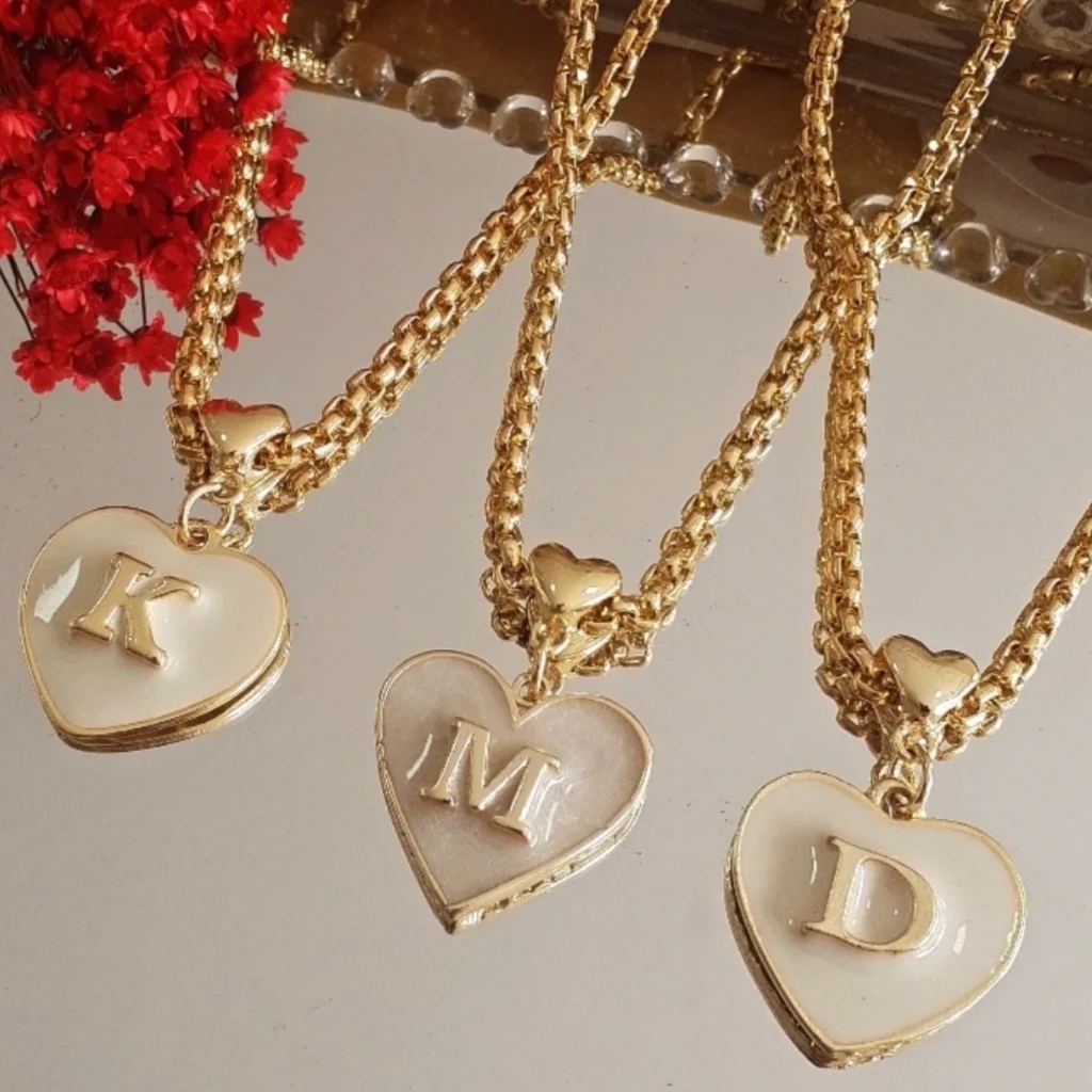 Colar Coração Com Pingente Inicial do Nome Super Tendência Feminino em Oferta na Shopee