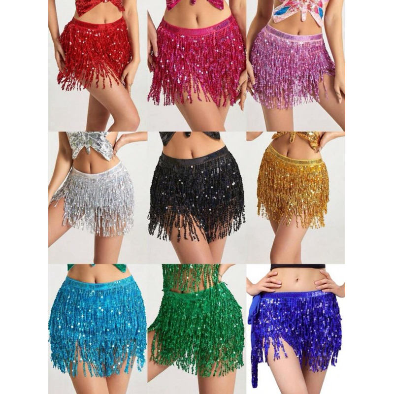 Saia Franja De Paetê Fantasia Carnaval , Festa ajustável em Oferta na Shopee