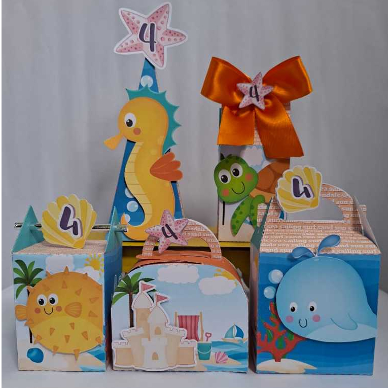 Kit Caixinhas Personalizadas Beach Fundo do Mar/Mimos,Lembrancinhas Caixinhas,Infantil,Aniversário,Decoração
