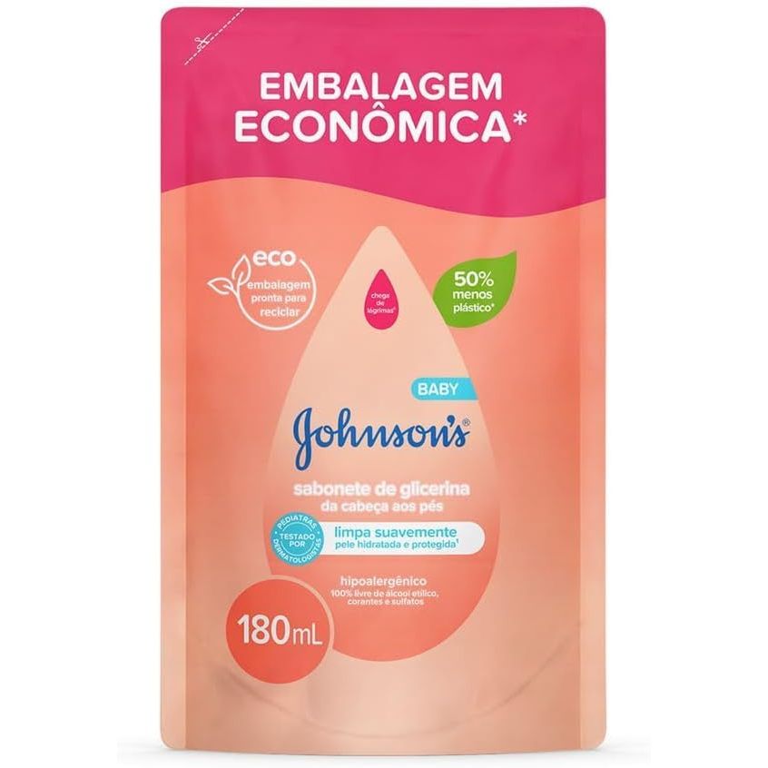 Sabonete Líquido Infantil Johnson's Baby Da Cabeça Aos Pés Glicerina Refil Com 180ml em Oferta na Shopee