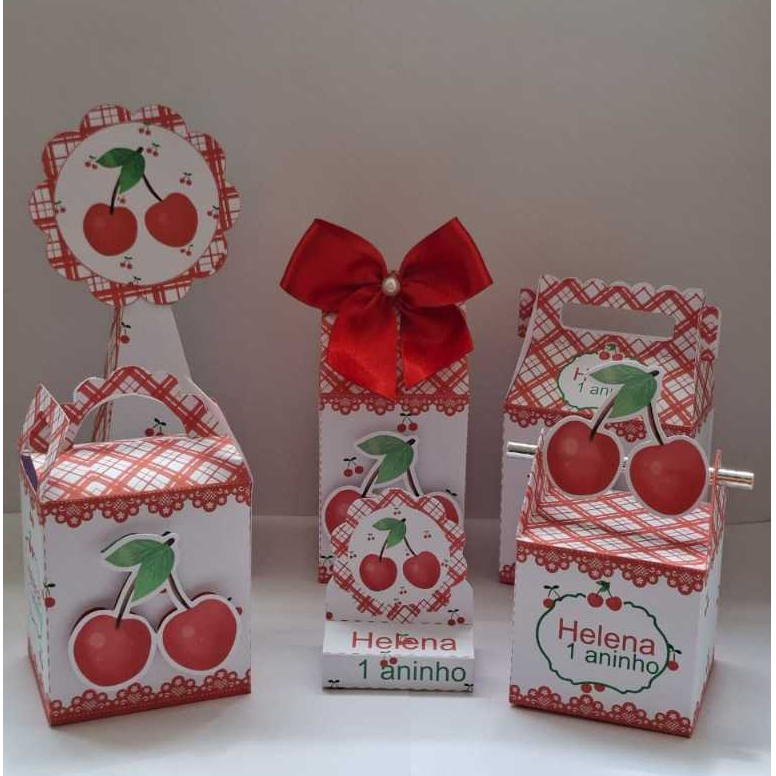 Kit Caixinhas Personalizadas Cerejinhas/Mimos,Lembrancinhas Caixinhas,Infantil,Aniversário,Decoração