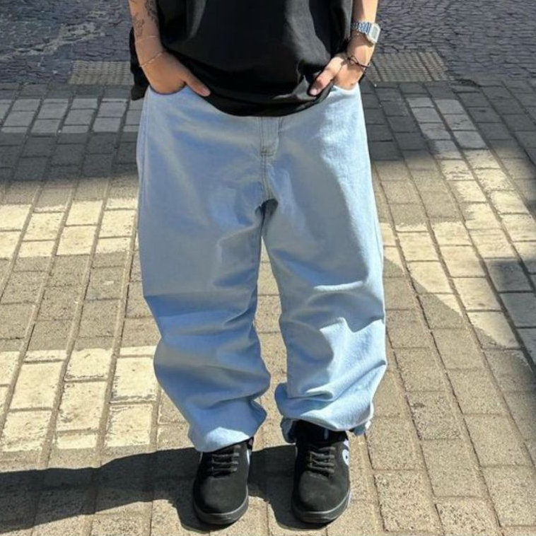 Calça Baggy Masculina Jeans Boca Larga Balão Pants Cân Sk8 Estilosa  Moda Dazzling  Estilo Mandrake TOP 1 Y2K STREETEWEA