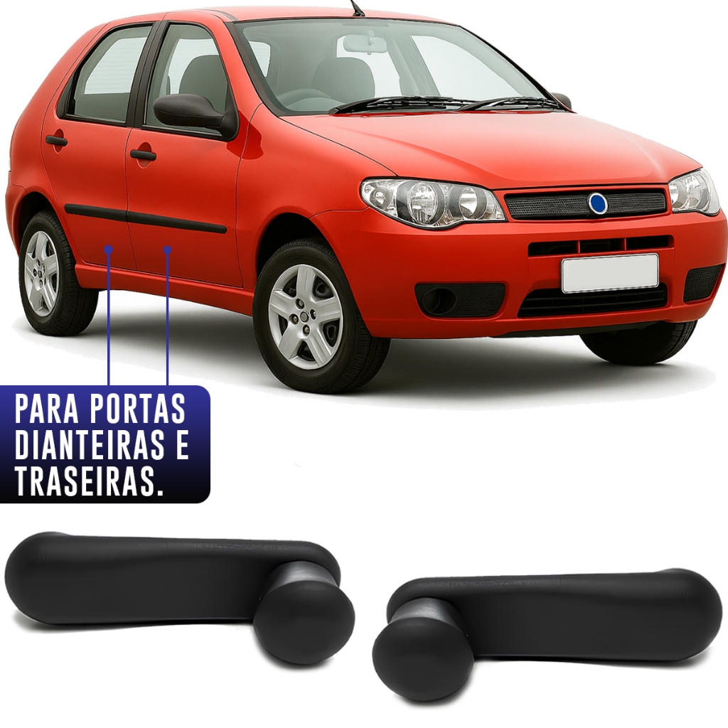 Par Manivela Preta Reguladora Vidro Fiat Palio Strada Weekend 1996 a 2012 Siena 1997 a 2016 Sem Lado
