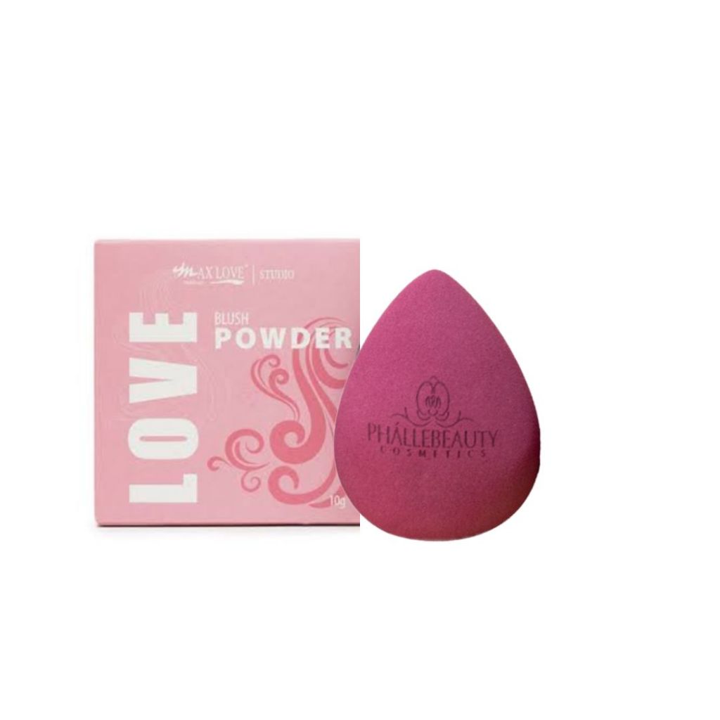 Kit Blush Powder Max Love Cor 100 + Esponja De Maquiagem