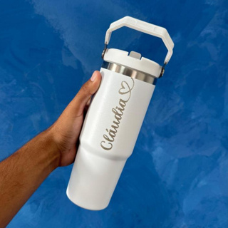 Garrafa Térmica  Flip Straw Tumbler Com Bico 900ml Personalizada com Nome Time Profissão Ideal para Academia Trabalho em Oferta na Shopee
