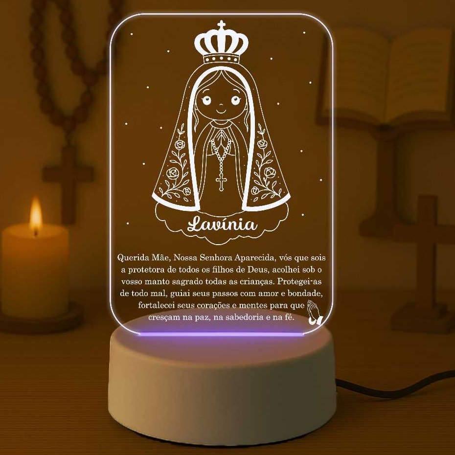 Luminária Nossa Senhora Aparecida Oração Proteção Criança, Presente, Bebê, lembrancinha, batismo, crisma, Presente