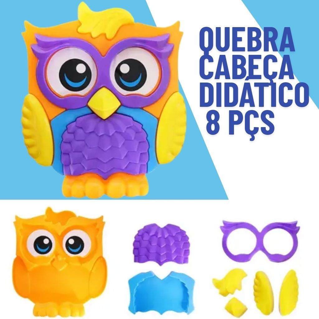 BRINQUEDO DIDATICO EDUCATIVO PEDAGOGICO QUEBRA CABEÇA CORUJA INFANTIL BEBE CRIANÇA PRESENTE