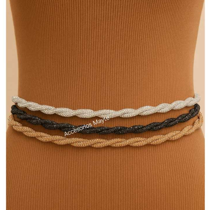 Cinto Feminino de Strass com Corrente Torcido Moda Feminina em Oferta na Shopee