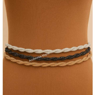 Cinto Feminino de Strass com Corrente Torcido Moda Feminina em Oferta na Shopee