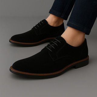 Sapato Oxford Elegante Brogue em Camurça Legitimo Esporte Fino Preto Lançamento