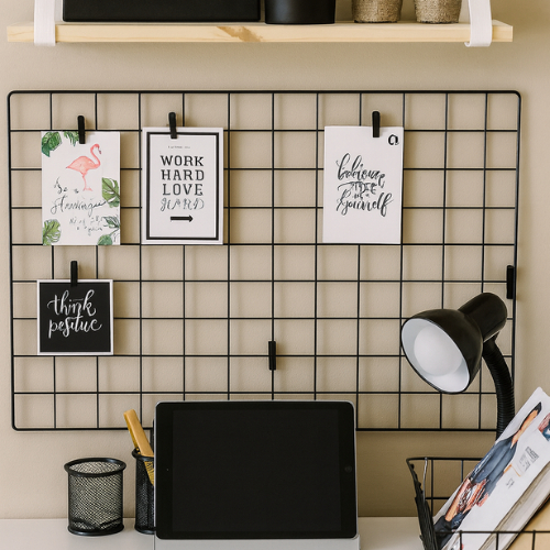 Kit Memory Board Porta Foto Retrato Grade Organizadora Mural Painel De Foto E Recados 40X30 cm em Oferta na Shopee