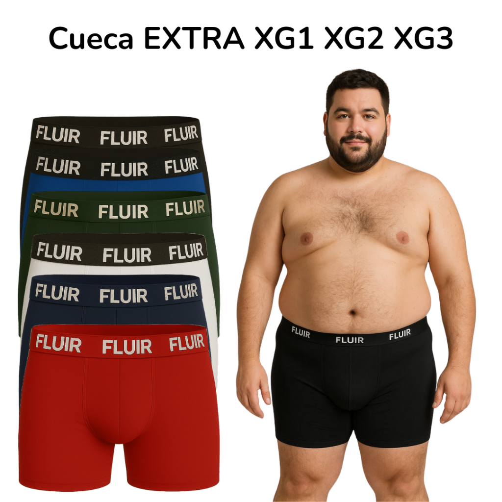 Kit 5 ou 3 Cueca Pluz Size G1 G2 G3 Boxer Microfibra Extra Grande