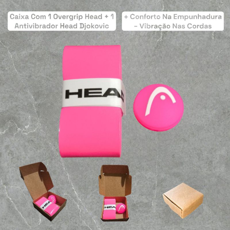 CAIXA COM 1 OVERGRIP HEAD PRIME TOUR E 1 ANTIVIBRADOR HEAD DJOKOVIC - PARA RAQUETES DE TÊNIS
