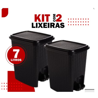 Lixeira Cesto 7L Com Pedal Preta Para Escritório Banheiro Ou Cozinha TOY em Oferta na Shopee