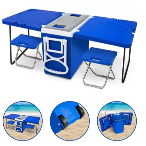 SUPER CAIXA TÉRMICA COM 2 MESAS E 2 BANQUETAS INTEGRADAS  COOLER MULTIFUNCIONAL 5 EM 1 – 32 LITROS TOY 25857