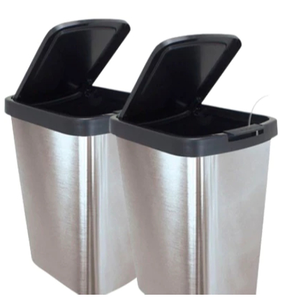 Kit 2 Lixeiras Práticas 9 Litros Prata Com Tampa Click Label Inox TOY em Oferta na Shopee