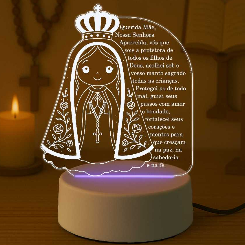 Luminária Nossa Senhora Aparecida Criança Oração, Presente, Bebê, lembrancinha, batizado, batismo, crisma, Presente