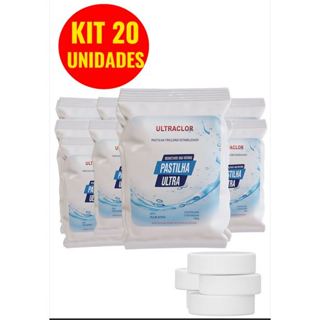 Kit 20 Pastilhas De Cloro Tablete 200g Para Piscinas Ultraclor em Oferta na Shopee