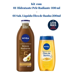 Kit com 01 Hidratante Nívea Beleza Radiante 400ml + 01 Sabonete Líquido Óleo de Banho 200ml