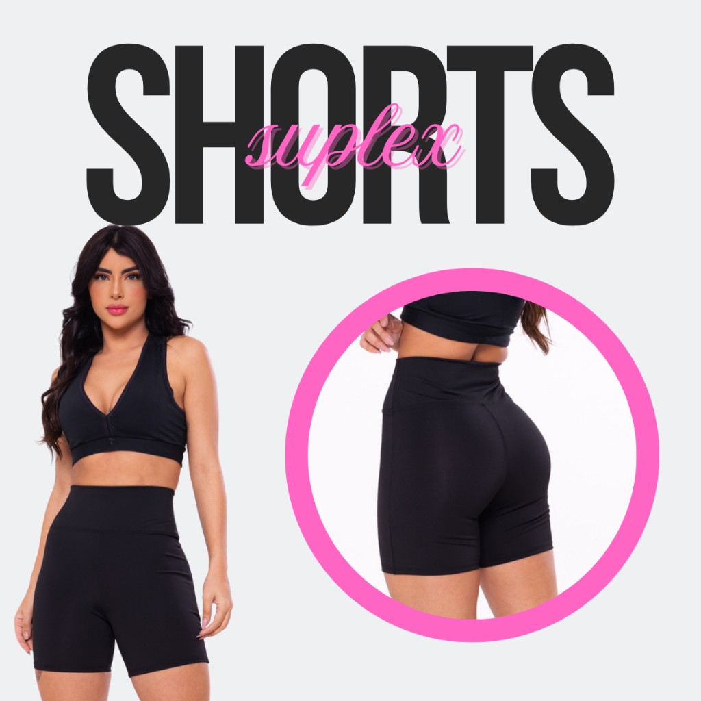 Shorts Legging Suplex Feminino Cintura Alta Zero Transparencia Cos Alto Fitness Academia Dia Dia