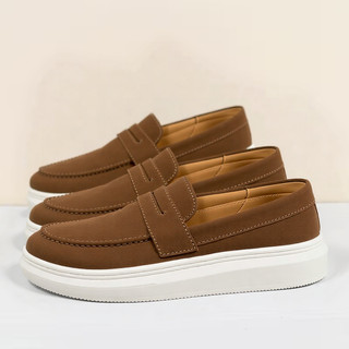 Sapato Masculino Sola Alta Macio Mocassim Confortável Loafer Camurça Luxo Café premium Promoção