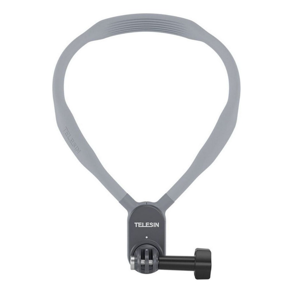 Alça Colar Pescoço com Suporte Magnétido P/ Câmeras GoPro, DJI, Insta360 - Telesin Cinza