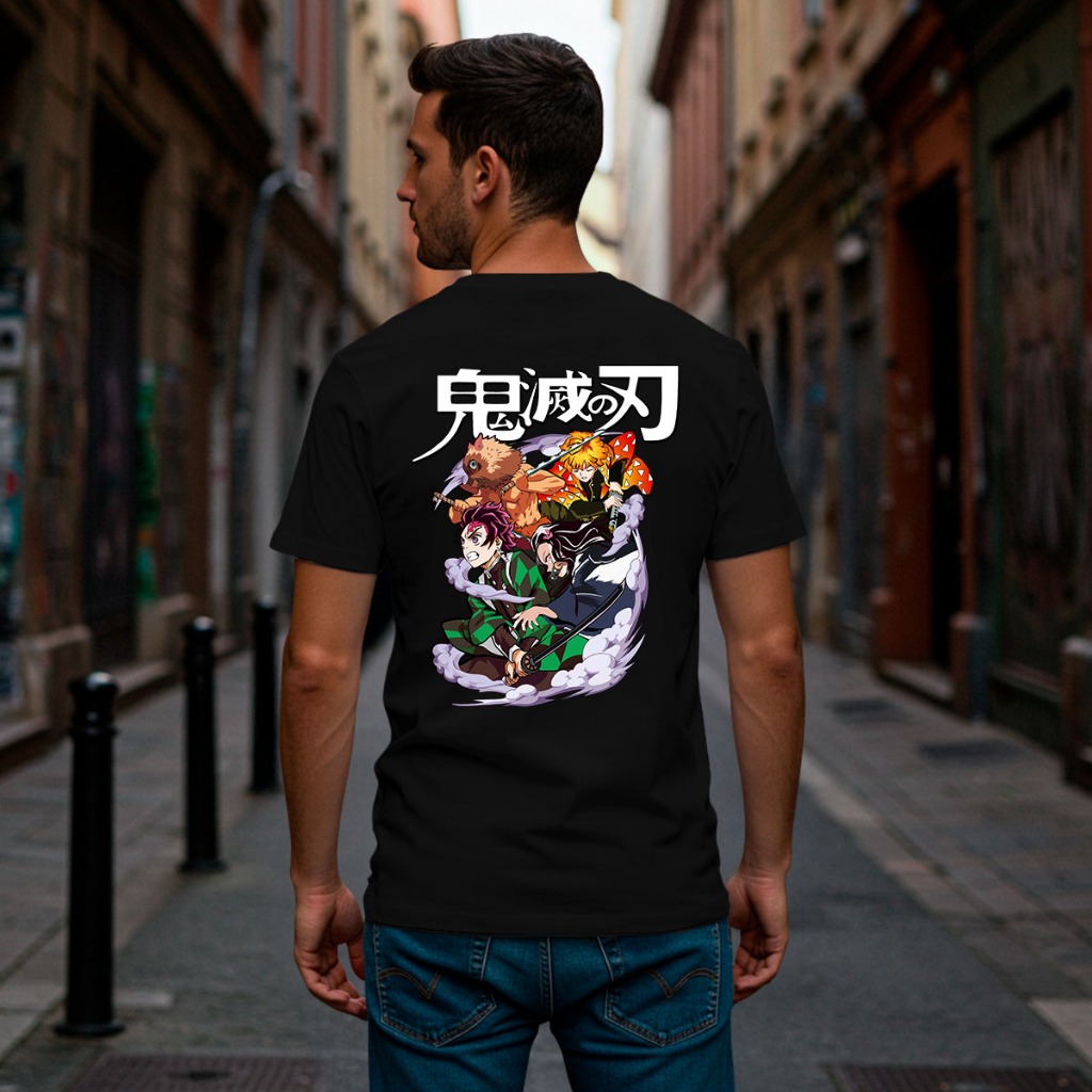 Camiseta Unissex Estampada ANIME DEMON SLAYER Kimetsu no Yaiba Personagens | DTF Premium Gola Redonda Frente e Costa