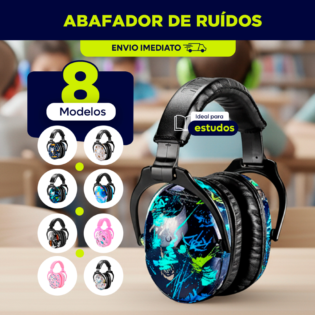 Fone Abafador de Som Ruidos Infantil para Autismo e TDAH Protetor Auditivo para Criança Autista Tea